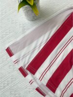 ⁦Men's Long Striped Hooded Robe - Red & Beige Vertical Stripes, Loose Fit, Traditional Muslim Style, Machine Washable, Comfortable Sleepwear for Cultural Events & Casual Gatherings⁩ - الصورة ⁦5⁩