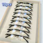 10pcs CABECADE Blue Light Blocking Reading Glasses - Rimless HD Presbyopia Glasses with Lightweight Rectangular Frame, No-Assembly Eyewear for Computer Use & Book Reading, Men & Women, Versatile Eyewear | Highdefinition Vision, Multifocal Reading Glasses