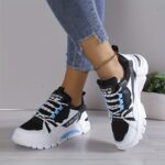 Women's Colorblock Casual Sneakers, Lace Up Comfy Soft Sole Platform Shoes, Lightweight Low-top Daily Shoes plus size - Image 8