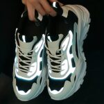 Women's Luminous Chunky Sneakers, Colorblock Mesh Low Top Running Trainers, Breathable Walking Sports Shoes plus size - Image 6