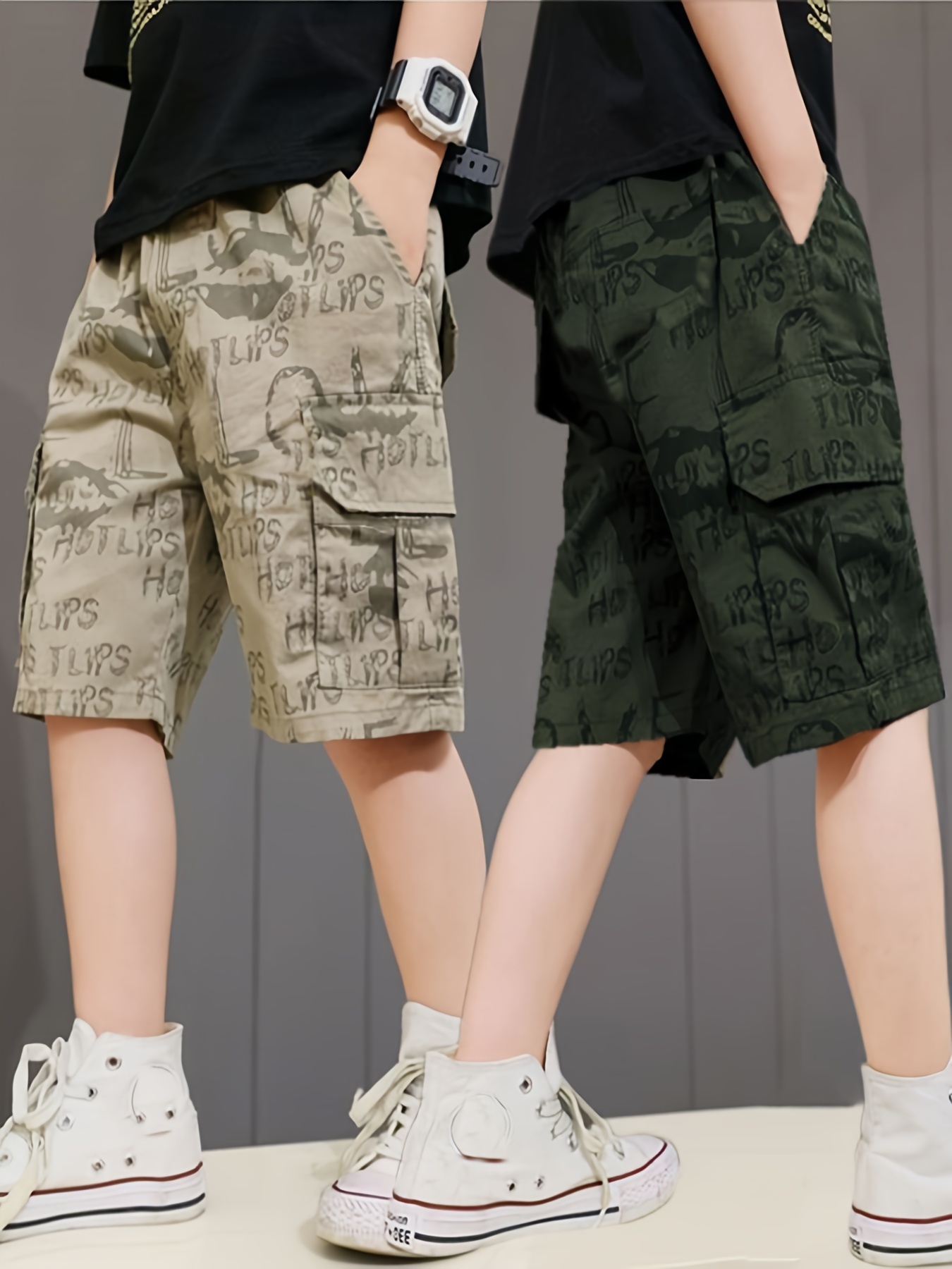 134bbe2b-34cd-43c2-a3ab-f5eaf8b1b0c3-1.jpg Two-Pack Boys' Summer Printed Work Shorts Made of Pure Cotton, Perfect for Outdoor - Image 1