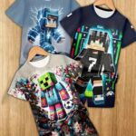 ⁦Boys' fashion 3D printed casual pullover short-sleeved T-shirt and short pants set, boys' outdoor T-shirt and short pants set, 6pcs set, Perfect for Outdoor⁩ - الصورة ⁦6⁩