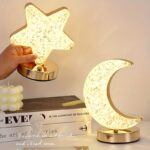 ⁦1pc Star Moon USB Light, Compatible with Laptop, USB Interface Electronic Lamp, Computer Accessories, USB Gadgets, Dimmable Crystal Star Lamp, 3 Colors Changging Bedroom Touch Lamp⁩ - الصورة ⁦3⁩
