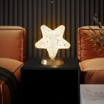 ⁦1pc Star Moon USB Light, Compatible with Laptop, USB Interface Electronic Lamp, Computer Accessories, USB Gadgets, Dimmable Crystal Star Lamp, 3 Colors Changging Bedroom Touch Lamp⁩ - الصورة ⁦2⁩
