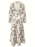 ⁦2023 New Women's Elegant Middle Eastern Abaya - Black Floral Print with Red Flowers, Long Sleeve Lace-Up Modest Dress, Machine Washable for Spring Summer Fall, Abaya Dress Fancy, Comfortable Modestwear, No Stretch Fabric, Muslim Fashion, Fancy Design, Bre⁩ - الصورة ⁦4⁩
