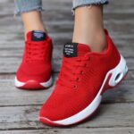 ⁦Women's Breathable Mesh Athletic Sneakers - Lightweight & Stylish Running Shoes with Air Cushion, Lace-Up Low Tops in Gray & Pink with NIKSON Logo⁩ - الصورة ⁦12⁩