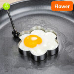 4pcs Stainless Steel Egg Mold Set - Heart, Star, Flower, Round Shapes - Metal Breakfast Shaping Tool Set for Home Cooking - Image 4