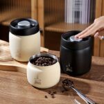 1pc Bincoo Stainless Steel Coffee Canister, Vacuum Sealed Press-Type Freshness Preservation Container, 304 Stainless Steel Light-Blocking Storage Jar for Coffee Beans