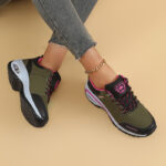 ⁦Women's Fashion Ankle Bootie Comfort Casual Platform Sneakers with PU Sole, Fabric Insole, Round Toe Lace-Up Closure, Low Heel, Solid Color⁩ - الصورة ⁦8⁩