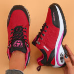 ⁦Women's Fashion Ankle Bootie Comfort Casual Platform Sneakers with PU Sole, Fabric Insole, Round Toe Lace-Up Closure, Low Heel, Solid Color⁩ - الصورة ⁦12⁩