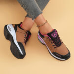 ⁦Women's Fashion Ankle Bootie Comfort Casual Platform Sneakers with PU Sole, Fabric Insole, Round Toe Lace-Up Closure, Low Heel, Solid Color⁩ - الصورة ⁦10⁩