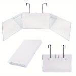 Versatile 3-Sided Folding Makeup Mirror with Adjustable Height - Wall-Mounted, No Battery Needed, Glass Frame - Image 6