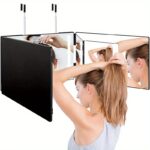 Versatile 3-Sided Folding Makeup Mirror with Adjustable Height - Wall-Mounted, No Battery Needed, Glass Frame - Image 3