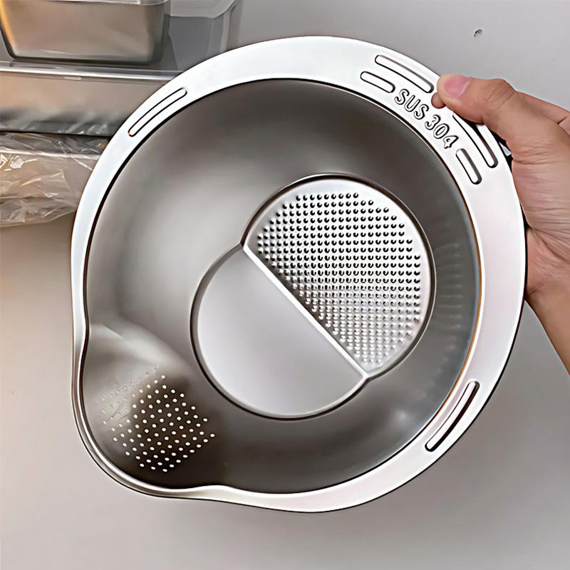 1720766753872-d35f4beb07204f88997c90754d40c1c8-goods.jpeg 1pc Premium 304 Stainless Steel Colander - Food-Safe Rice & Vegetable Washing Basin with Efficient Drain Basket, Ideal for Kitchen Use, Rice Strainer - Image 1
