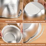 1pc Premium 304 Stainless Steel Colander - Food-Safe Rice & Vegetable Washing Basin with Efficient Drain Basket, Ideal for Kitchen Use, Rice Strainer - Image 9