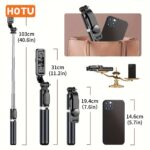 HOTU 1pc Smartphone Tripod - Handheld Head, Ultra Portable Selfie Stick with 360° Wireless Remote Control - Suitable for all kinds of smartphones, designed for selfies, great for shooting, documenting, and taking group photos - Image 3