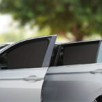 4pcs Magnetic Car Window Sunshades - Strong Magnetic Universal Fit, Heat-Resistant UV Protection, Lightweight Polyester with Striped Design for Summer Sun Protection & Privacy - Image 3