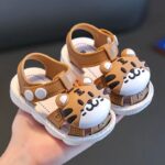 Infant Boys Cartoon Tiger Sandals 2023 Summer Anti-Slip Soft Sole Baby Toddler Walking Shoes with Buckle Closure, Low Top PVC Upper and Sole - for Kids Ages 0-3 - Image 6