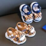 Infant Boys Cartoon Tiger Sandals 2023 Summer Anti-Slip Soft Sole Baby Toddler Walking Shoes with Buckle Closure, Low Top PVC Upper and Sole - for Kids Ages 0-3 - Image 2