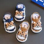 Infant Boys Cartoon Tiger Sandals 2023 Summer Anti-Slip Soft Sole Baby Toddler Walking Shoes with Buckle Closure, Low Top PVC Upper and Sole - for Kids Ages 0-3 - Image 11