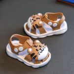 Infant Boys Cartoon Tiger Sandals 2023 Summer Anti-Slip Soft Sole Baby Toddler Walking Shoes with Buckle Closure, Low Top PVC Upper and Sole - for Kids Ages 0-3 - Image 9