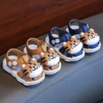 Infant Boys Cartoon Tiger Sandals 2023 Summer Anti-Slip Soft Sole Baby Toddler Walking Shoes with Buckle Closure, Low Top PVC Upper and Sole - for Kids Ages 0-3 - Image 10