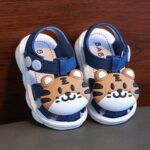 Infant Boys Cartoon Tiger Sandals 2023 Summer Anti-Slip Soft Sole Baby Toddler Walking Shoes with Buckle Closure, Low Top PVC Upper and Sole - for Kids Ages 0-3 - Image 7