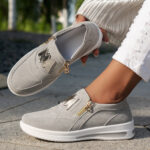 Women'S Lightweight Fabric Sneakers - All-Season Casual Running Shoes with Zipper Closure, Comfortable Inner, and Durable PU Sole, Ladies Footwear | Casual Footwear | Comfortable Fit - Image 9