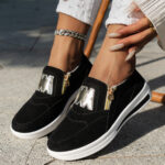 Women'S Lightweight Fabric Sneakers - All-Season Casual Running Shoes with Zipper Closure, Comfortable Inner, and Durable PU Sole, Ladies Footwear | Casual Footwear | Comfortable Fit - Image 5