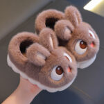 Cozy & Cute Cartoon Rabbit Plush Winter Slippers for Girls - Soft, Warm Fleece-Lined Indoor Shoes with Thick Rubber Sole, Pink, Perfect for Autumn & Winter, Cute Slippers - Image 6