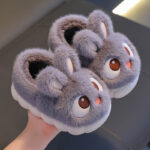 Cozy & Cute Cartoon Rabbit Plush Winter Slippers for Girls - Soft, Warm Fleece-Lined Indoor Shoes with Thick Rubber Sole, Pink, Perfect for Autumn & Winter, Cute Slippers - Image 3