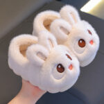 Cozy & Cute Cartoon Rabbit Plush Winter Slippers for Girls - Soft, Warm Fleece-Lined Indoor Shoes with Thick Rubber Sole, Pink, Perfect for Autumn & Winter, Cute Slippers - Image 2