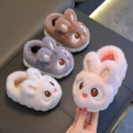 Cozy & Cute Cartoon Rabbit Plush Winter Slippers for Girls - Soft, Warm Fleece-Lined Indoor Shoes with Thick Rubber Sole, Pink, Perfect for Autumn & Winter, Cute Slippers - Image 8