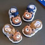 Infant Boys Girls Cartoon Water Sandals - Cute Animal Low Top PVC Buckle Closure Toddler Walking Shoes, Soft Sole Protective Toe Kids Footwear for Ages 0-14