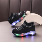 2025 New Fashionable Light Up Sneakers for Boys and Girls - Slip-Resistant Brown Geometric Walking Shoes with Cute Patterns for Toddlers and Infants - Image 8