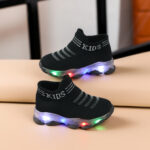 2025 New Fashionable Light Up Sneakers for Boys and Girls - Slip-Resistant Brown Geometric Walking Shoes with Cute Patterns for Toddlers and Infants - Image 6