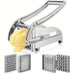 Ultra-Sharp Stainless Steel Multi-Purpose Kitchen Gadget - Fruit and Vegetable Cutter, Potato Slicer, French Fry Maker, Carrot Cucumber Onion Chopper - Durable Food Preparation Tool, Heavy-Duty Masher for Potatoes, Carrots, Cucumbers, Kitchen Accessories,