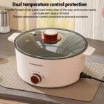 24cm Single-Layer Electric Cooking Pot with Visual Lid - Non-Stick, Multi-Functional, Ideal for Home, Dorm, and Parties, White with Red Accents, Durable PP Material, Plug-In Electric Stove, Dorm Cooking Pot | Modern Kitchenware | Durable Cookwar - Image 8