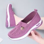 ⁦Women'S Breathable Mesh Slip-On Sneakers - Casual Comfort Walking Shoes, Solid Brown, All-Season Use, Low Top, Simple Toe Design, Lightweight Flat Outdoor Shoes, Comfortable Walking Shoes | Elegant Slipon Sneakers | Breathable Upper⁩ - الصورة ⁦8⁩