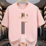 ⁦Men's Casual Calvin Print T-Shirt - Black with Golden Stripe Design, Comfortable Polyester Crew Neck Tee for Everyday Streetwear, Summer Essential⁩ - الصورة ⁦15⁩