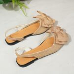 ⁦Women's Fashion Bow-Knot Flat Sandals, Casual Versatile Slip-Ons with Pointed Toe, Fabric Upper and Rubber Sole for All Seasons, Ladies Sandals⁩ - الصورة ⁦39⁩