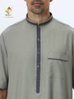⁦2025 Latest Premium Men'S Arabic Long Robe, Made of Soft, Non-Pilling Material, Featuring a Stylish Short Sleeves And a Button-Up Design, Perfect for Prayer.⁩ - الصورة ⁦7⁩