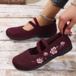 ⁦Women'S Spring Floral Knit Ballet Flats - Breathable Slip-On Shoes with EVA Insole, PVC Sole, and Comfortable Fabric Lining for Casual Wear⁩ - الصورة ⁦6⁩