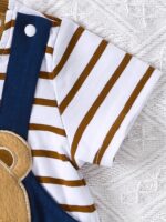 ⁦Boys And Babies Newborn Regular Onesie with Cute Bear Football Embroidery Pattern⁩ - الصورة ⁦4⁩