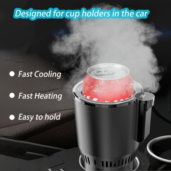 Ellison 2-In-1 Smart Car Cup Warmer And Semiconductor Beverage Holder, Featuring Single-Point Temperature Control, Suitable for Various Bottle Sizes, with a Temperature Range of 0°C to 60°C, Designed for Standard Vehicle Cup Holders, Compatible with Up to