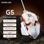 ⁦EWEADN G5 USB Wired Gaming Mouse Silent or audible optional Metal mechanical Mouse gamer with 8 Buttons Macro Function Keys, Support tail length adjustment to suit different hand sizes Perfect for desktop, laptop, computer, school⁩ - الصورة ⁦4⁩