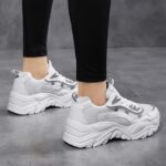Women's Luminous Chunky Sneakers, Colorblock Mesh Low Top Running Trainers, Breathable Walking Sports Shoes plus size - Image 9