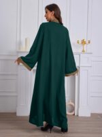 ⁦Elegant Solid Color Lace Trim Long Robe for Ramadan, Polyester, Machine Washable - All Seasons, Middle Eastern, 6230, Middle East Special Project Style, ALL/Global/All⁩ - الصورة ⁦8⁩