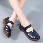 Genuine Leather Sandals For Women, Soft Sole Comfort, Cut-Out Design, Casual Footwear, Breathable Shoe - Image 4