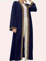 ⁦Elegant Solid Color Lace Trim Long Robe for Ramadan, Polyester, Machine Washable - All Seasons, Middle Eastern, 6230, Middle East Special Project Style, ALL/Global/All⁩ - الصورة ⁦6⁩